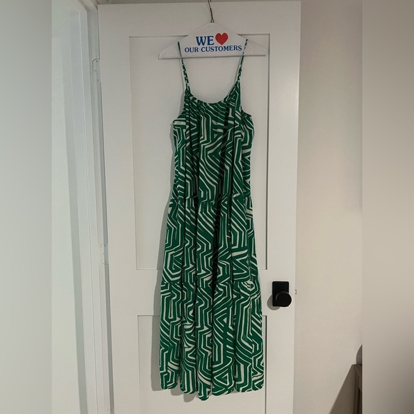 Mango Vibrant Green Geometric Midi Dress - Picture 8 of 9